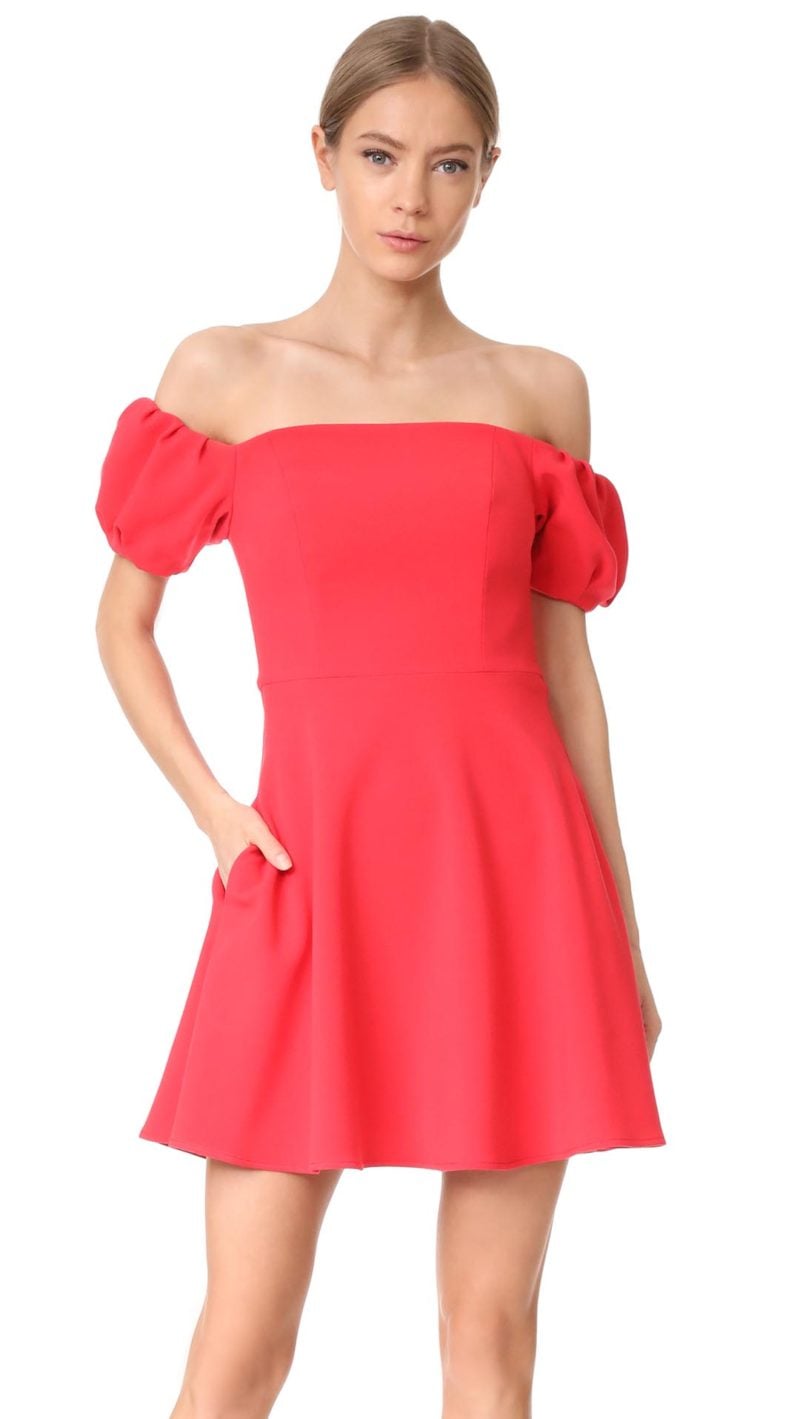 Black Halo Arden Mini Dress Chic Red off the shoulder dresses kentucky derby