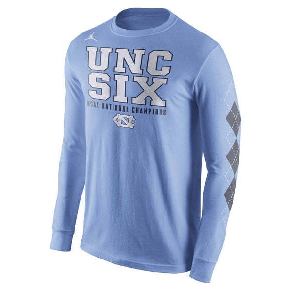 Brand Jordan North Carolina Tar Heels Carolina Blue 2017 NCAA Men's Basketball National Champions Multi-Champs Long Sleeve T-Shirt North Carolina Tar Heels 2017 NCAA Men's Basketball Champions