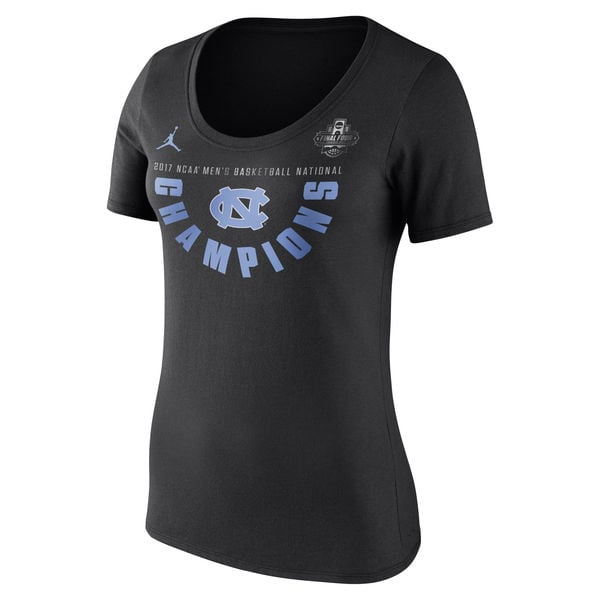 Brand Jordan North Carolina Tar Heels Women's Black 2017 NCAA Men's Basketball National Champions Locker Room Scoop Neck T-Shirt North Carolina Tar Heels 2017 NCAA Men's Basketball Champions
