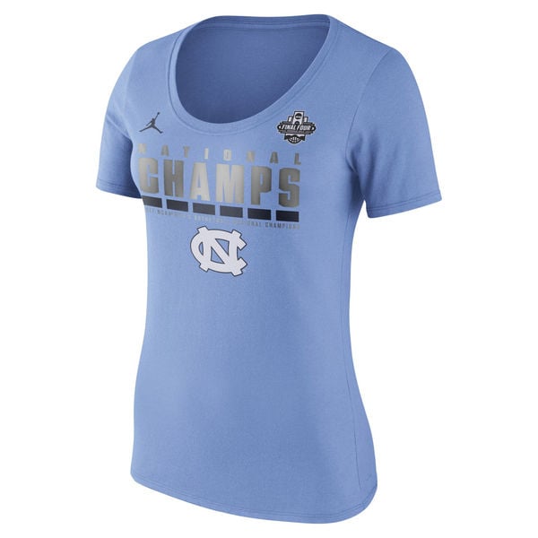 Brand Jordan North Carolina Tar Heels Women's Carolina Blue 2017 NCAA Men's Basketball National Champions Celebration Scoop Neck T-Shirt North Carolina Tar Heels 2017 NCAA Men's Basketball Champions