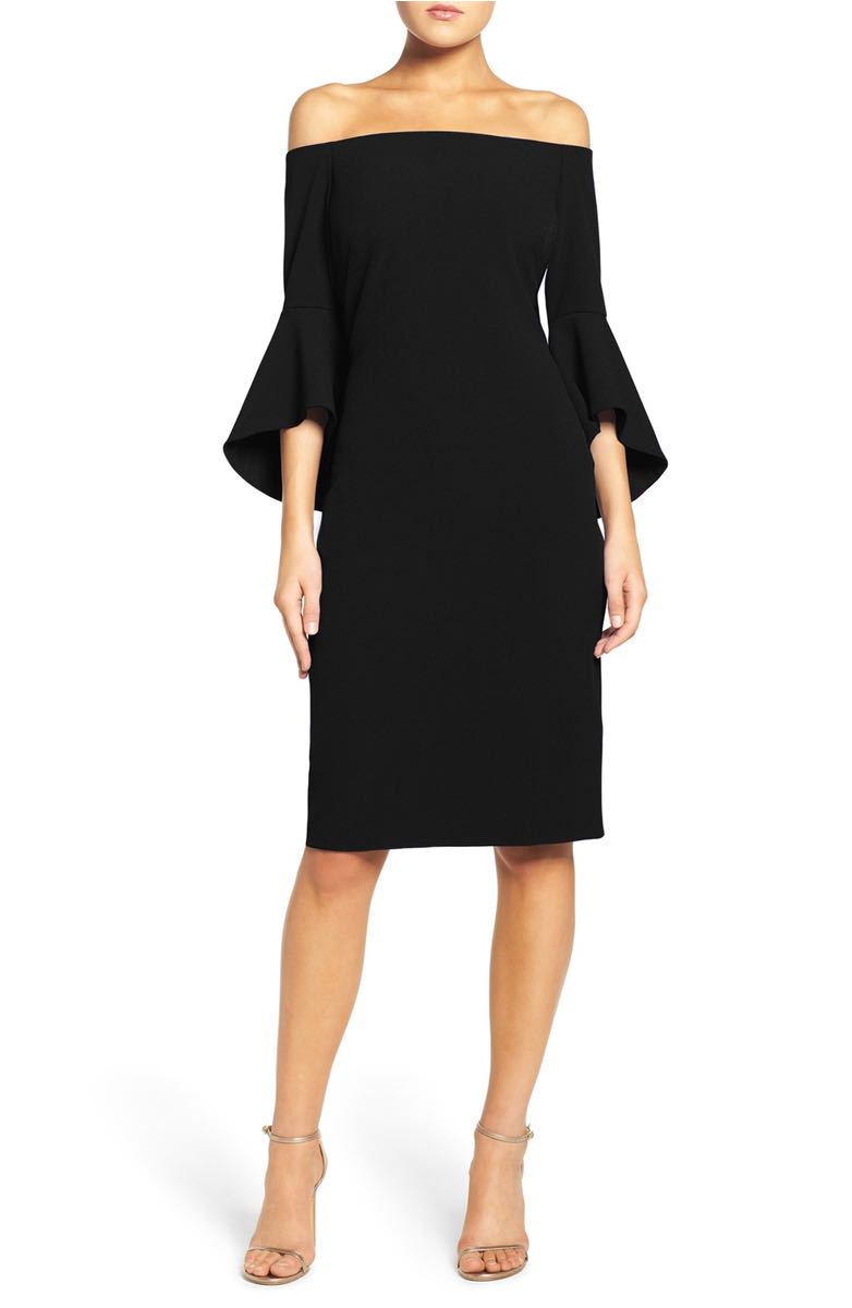 CHELSEA28 Off The Shoulder Dress Bell Sleeves Black off the shoulder dresses kentucky derby dresses