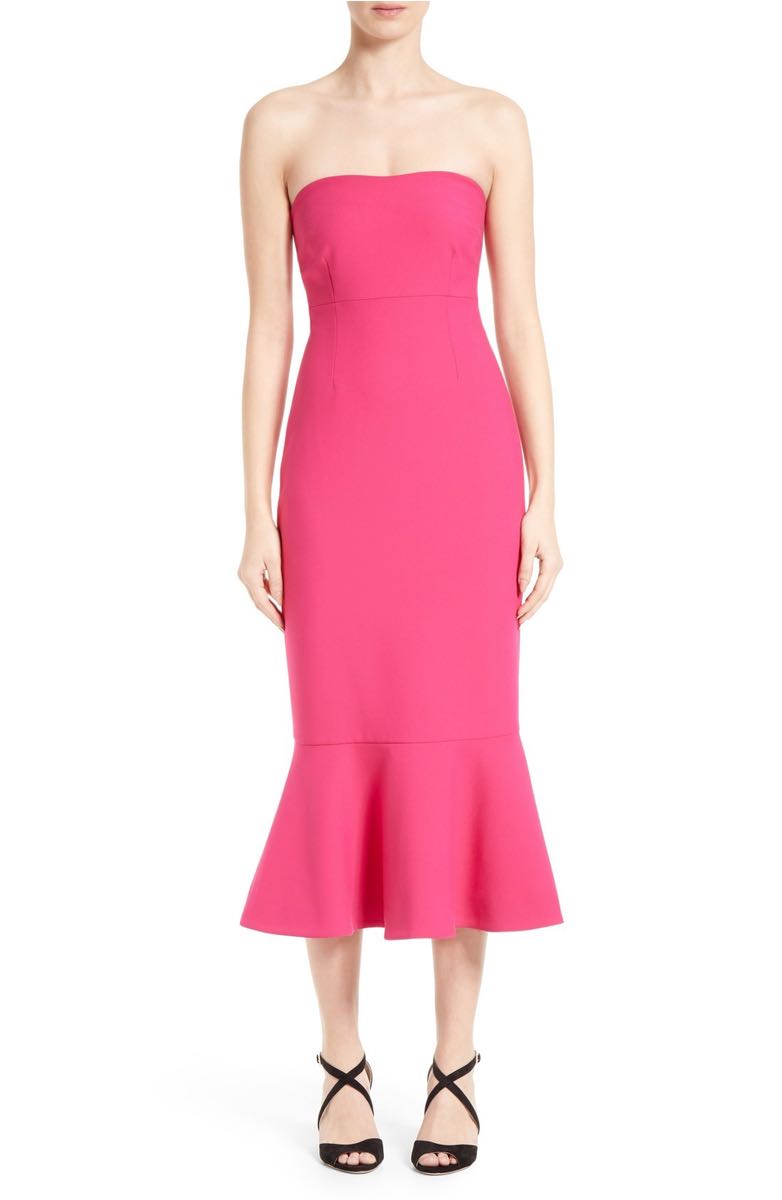 CINQ À SEPT 'Luna' Flounce Hem Strapless Dress Fuchsia strapless dresses kentucky derby party