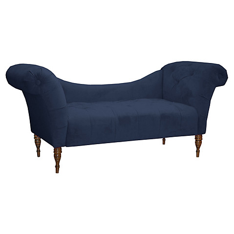 Cameron 74" Tufted Chaise, Navy Blue Velvet One Kings Lane Blowout Sale