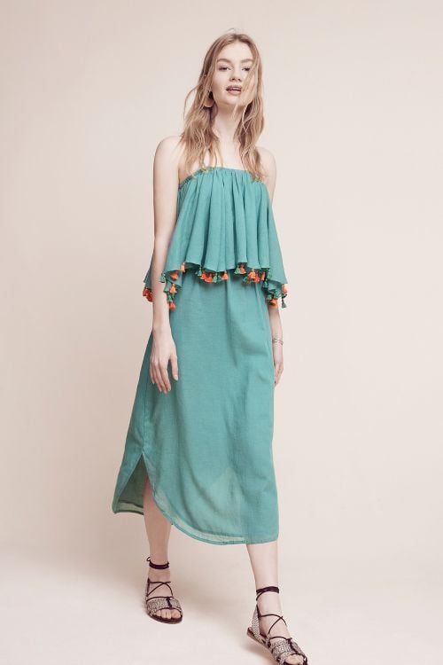 Carolina K Tiered Tassel Dress Green Anthropologie dresses sale