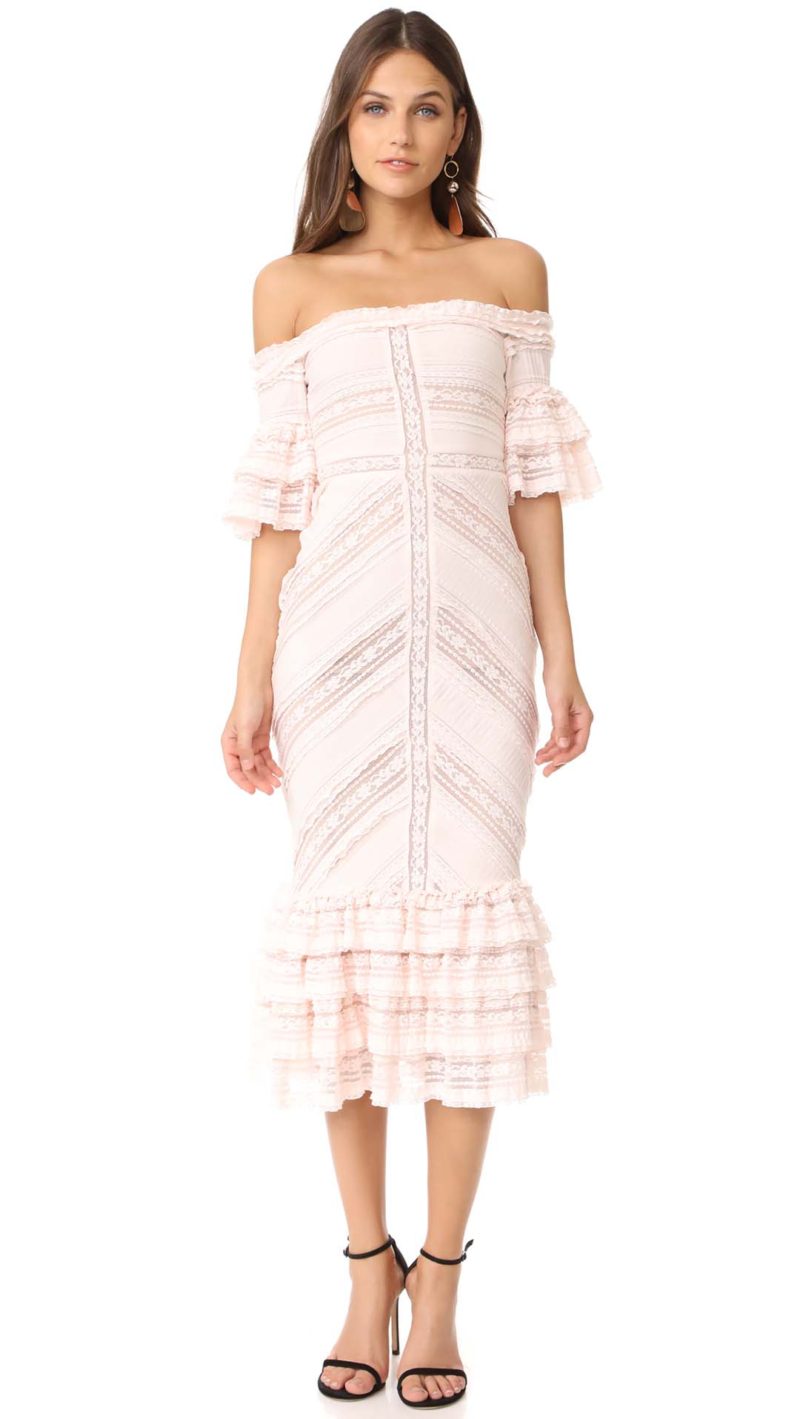 Cinq a Sept Naya Off The Shoulder Lace Dress Cinq Pink off the shoulder dresses