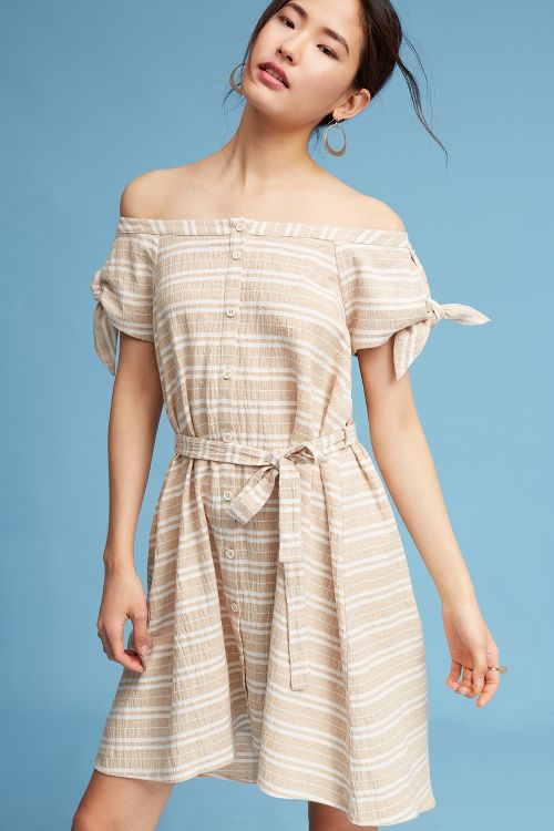 Corey Lynn Calter Petite Edie Off The Shoulder Dress Neutral Anthropologie dresses sale