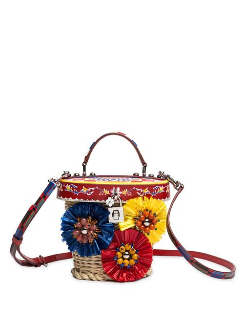 Dolce & Gabbana Embellished Raffia Basket Tote Multi straw totes spring 2017