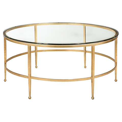 Evelyn Coffee Table Gold Iron Tempered Glass One Kings Lane Blow Sale