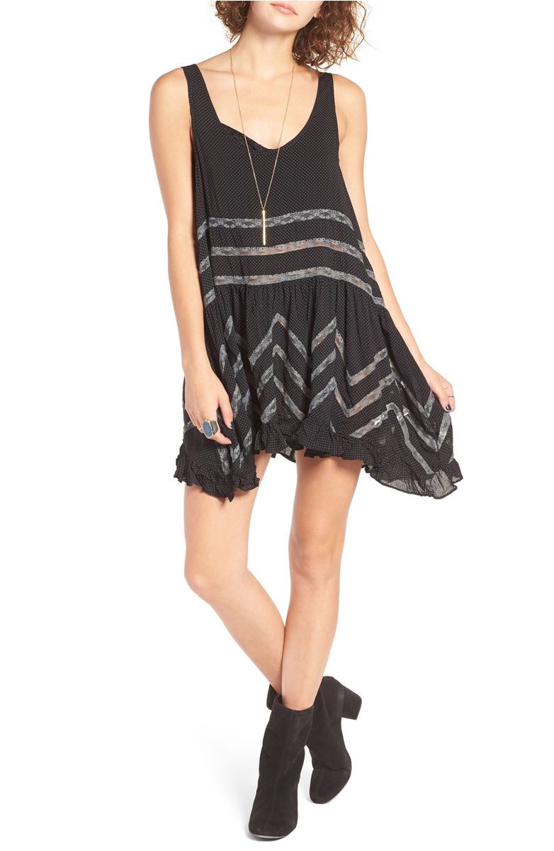 FREE PEOPLE Swingy Lace Inset Tunic Black Combo tunic dresses spring 2017