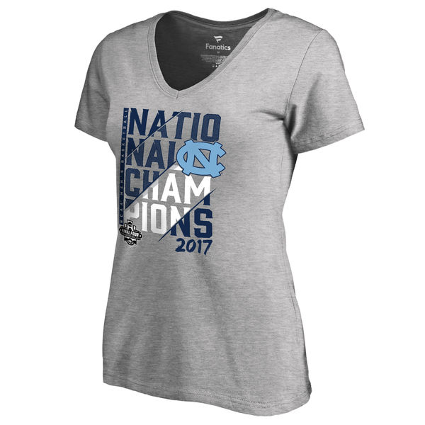 Fanatics Branded North Carolina Tar Heels Women's Heathered Gray 2017 NCAA Men's Basketball National Champions Ocotillo Schedule V-Neck T-Shirt North Carolina Tar Heels 2017 NCAA Men's Basketball Champions