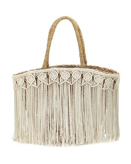 Flora Bella Fes Macrame Fringe Beach Tote Bag, Ivory Straw totes spring 2017