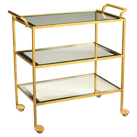 French Heritage Rhone Bar Cart, Gold One Kings Lane Blowout Sale