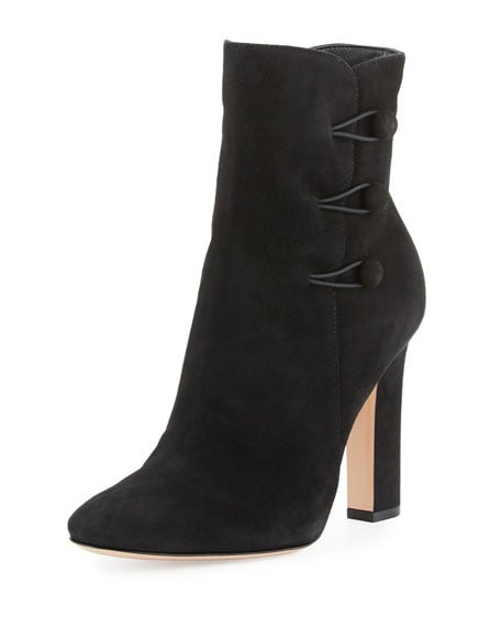 Gianvito Rossi Savoie Suede Button-Loop Ankle Boot, Black Neiman Marcus Shoe Sale