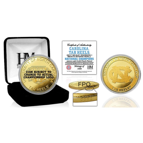 Highland Mint North Carolina Tar Heels 2017 NCAA Men's Basketball National Champions Gold Coin North Carolina Tar Heels 2017 NCAA Men's Basketball Champions