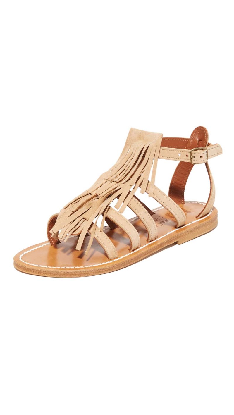 K. Jacques Fregate Fringe Sandals Velours Sultan flat fringe sandals spring 2017