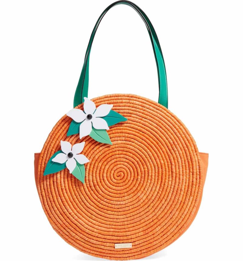 KATE SPADE NEW YORK spice things up orange straw tote multi straw totes spring 2017