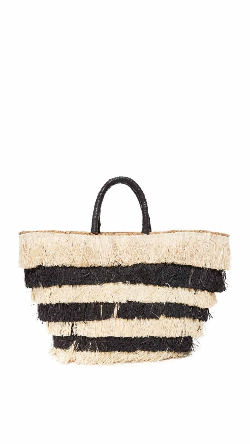 Kayu Pinata Straw Tote Black 
