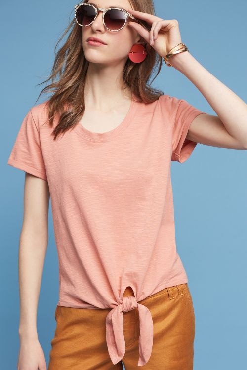 Lamarque Lea Tie-Front Tee Coral Anthropologie surprise Sale