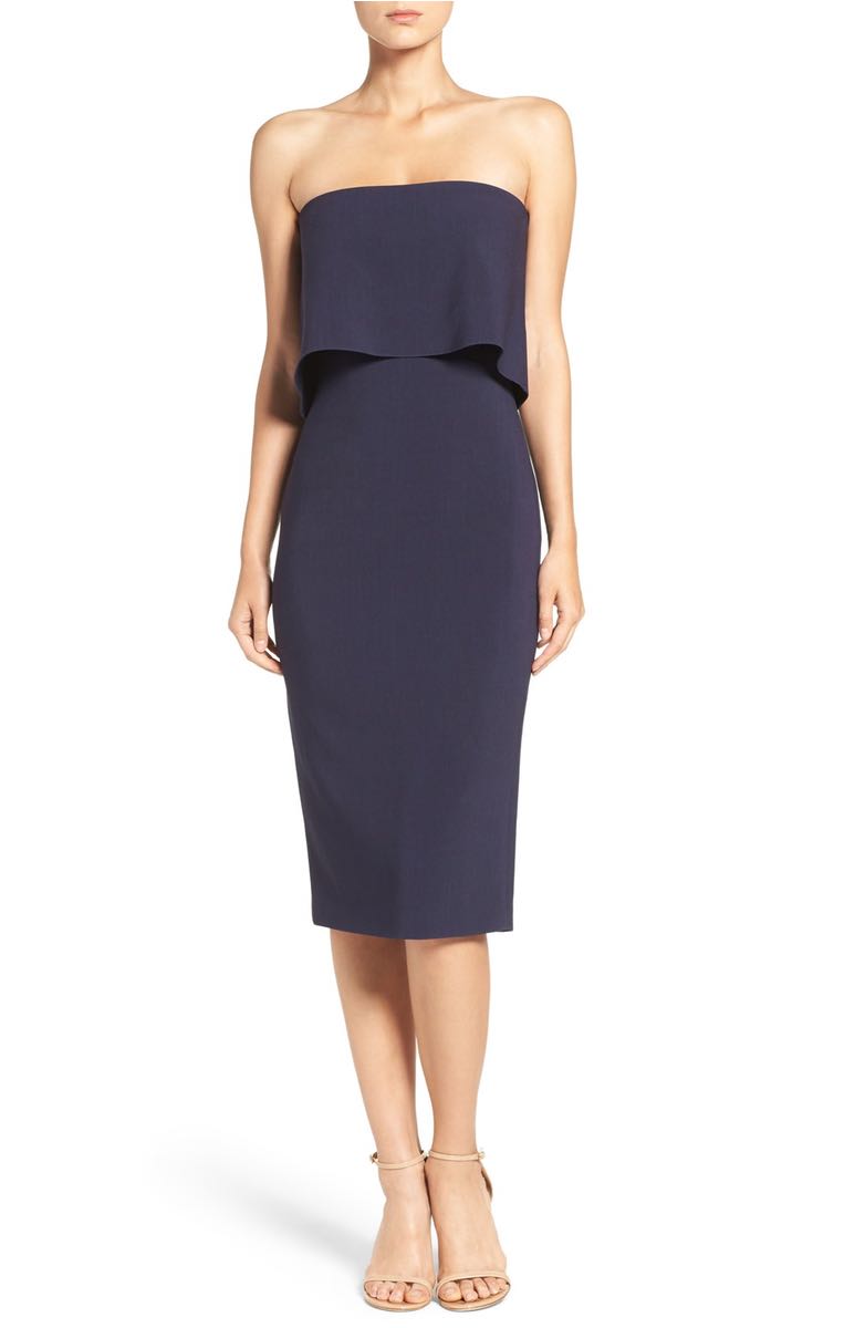 Likely 'Driggs' Strapless Popover Sheath Dress Navy Blue strapless dresses kentucky derby party