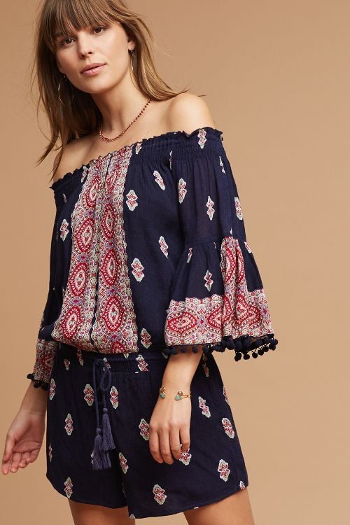 Lilka Vada Paisley Romper Red Motif Anthropologie dresses sale