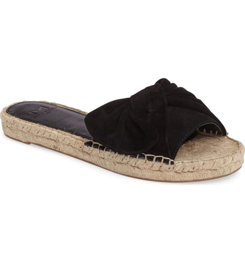MARC FISHER LTD Valey Espadrille Slide Sandal Black Suede bow slides