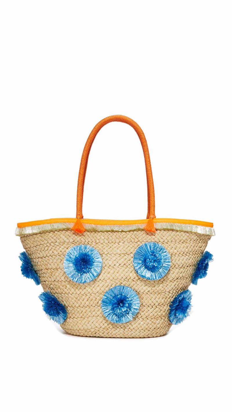Milly Pom Pom Straw Tote Natural straw totes spring 2017