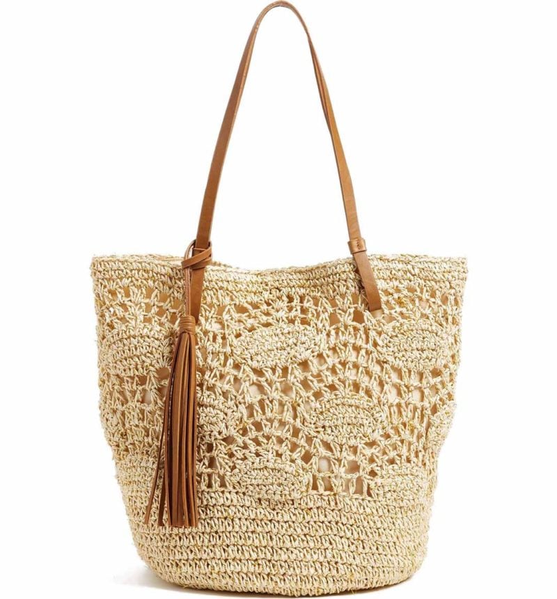 NORDSTROM Crochet Straw Tote Natural Gold straw totes spring 2017 trend