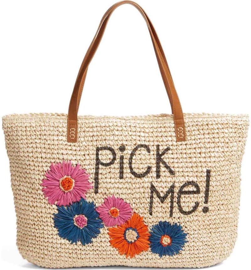 NORDSTROM Pick Me Straw Tote Natural Flowers straw totes spring 2017