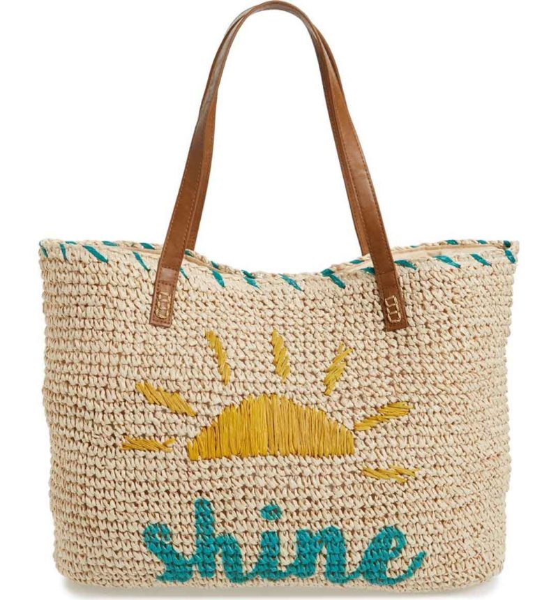 NORDSTROM Shine Straw Tote Natural Sun straw totes spring 2017