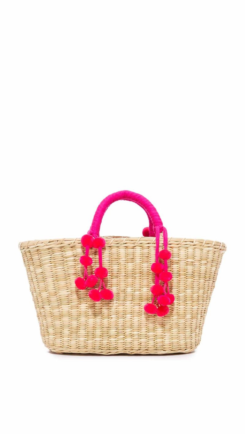 Nannacay Mari Straw Tote Off White Pink straw totes spring 2017