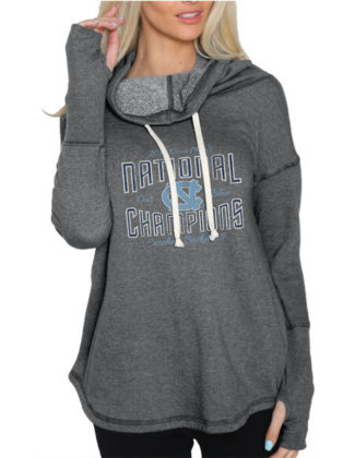 North Carolina Tar Heels Women's Charcoal 2017 NCAA Men's Basketball National Champions Funnel Neck Fleece Sweatshirt