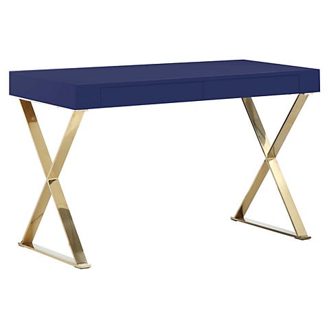 PANGEA X-Leg Desk, Navy/Gold One Kings Lane Blowout Sale