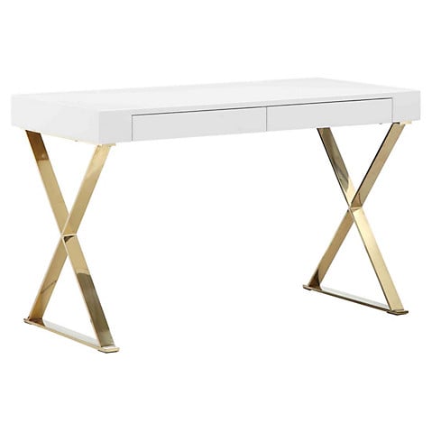PANGEA X-Leg Desk, White/Gold One Kings Lane Blowout Sale