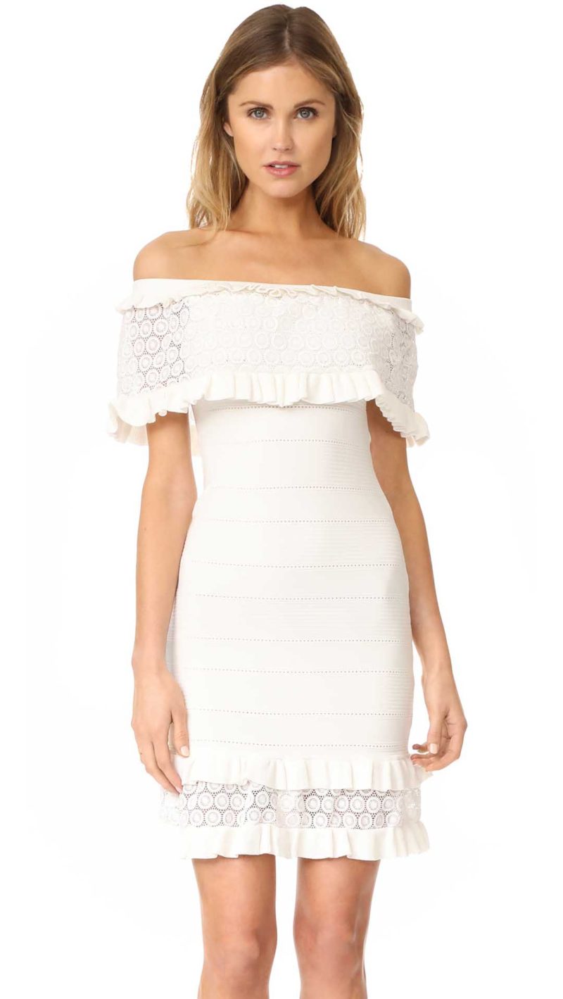 Parker Cora Knit Dress White off the shoulder dresses kentucky derby