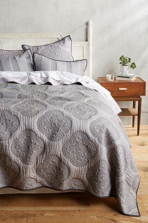 Peonia Coverlet Dark Grey Anthropologie surprise sale