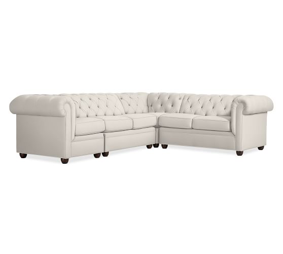 Pottery Barn CHESTERFIELD UPHOLSTERED 4-PIECE SECTIONAL pottery barn 25% off sale