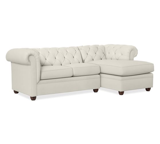 Pottery Barn CHESTERFIELD UPHOLSTERED SOFA WITH CHAISE SECTIONAL pottery barn customer appreciation sale