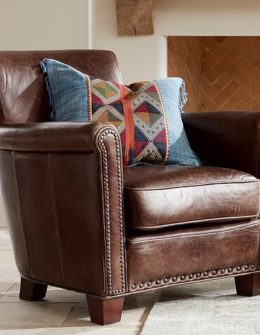 Pottery Barn IRVING LEATHER ARMCHAIR WITH NAILHEADS pottery barn friends and family sale