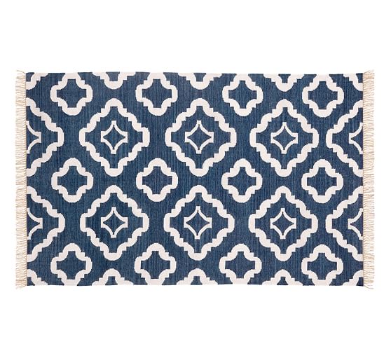 Pottery Barn LILY RECYCLED YARN INDOOR/OUTDOOR RUG - NAVY BLUE pottery barn friends and family sale