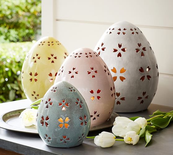 Pottery Barn PIERCED CERAMIC EGGS Medium Blush pottery barn 25% off sale