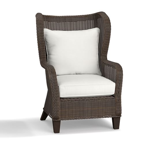 Pottery Barn TORREY ALL-WEATHER WICKER WINGBACK CHAIR- ESPRESSO pottery barn outdoor furniture sale