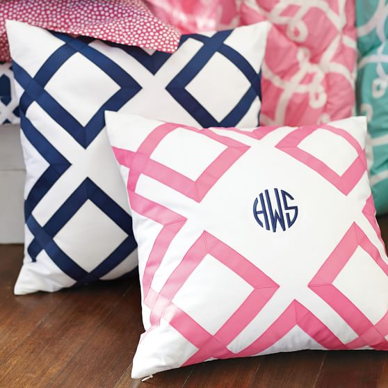Pottery Barn Teen Lattice Monogram Pillow Cover Sale