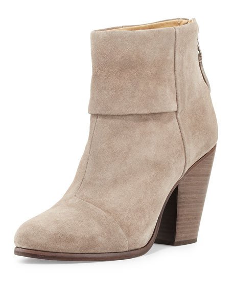 Rag & Bone Classic Newbury Suede Bootie, Warm Gray Neiman Marcus Shoe Sale
