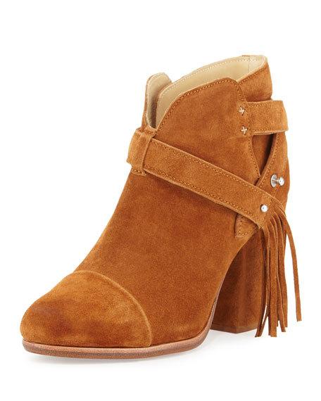 Rag & Bone Harrow Fringe Suede Ankle Boot, Tan Neiman Marcus Shoe Sale