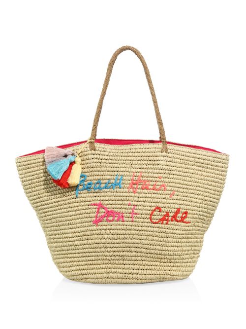 Rebecca Minkoff Beach Hair Don't Care Straw Tote Natural Tassels straw totes spring 2017