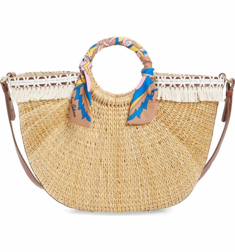 SAM EDELMAN Sierra Straw Tote Natural Tassels Fringe straw totes spring 2017