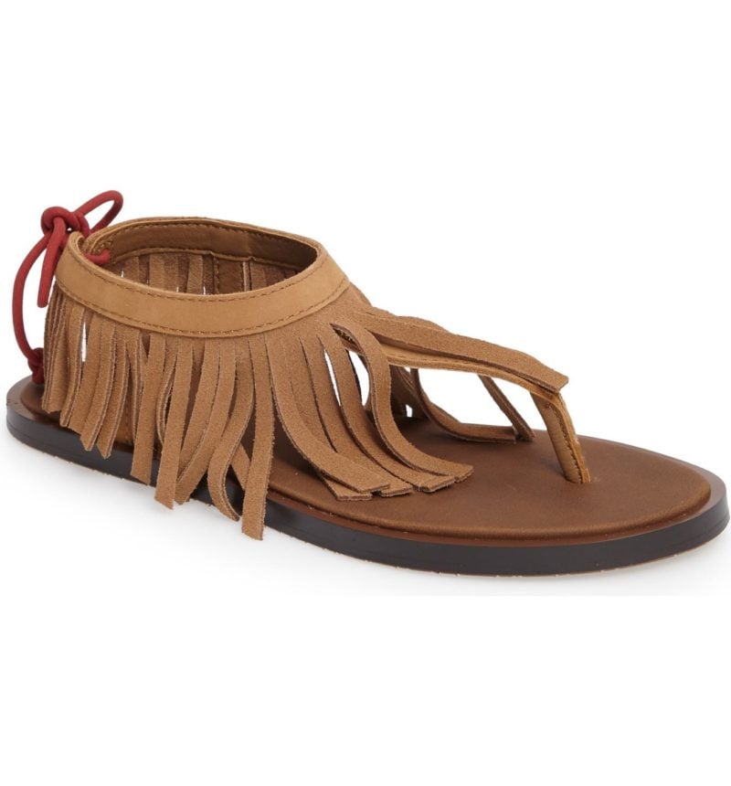 SANUK Yoga Fringe Sandal Tobacco Auburn flat fringe sandals spring 2017