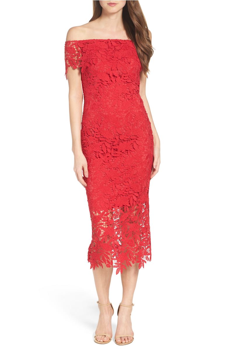 SHOSHANNA Madison Lace Off the Shoulder Dress Raspberry off the shoulder dresses kentucky derby party