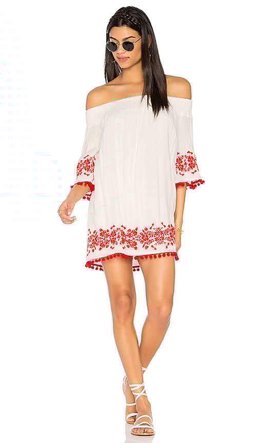 SHOW ME YOUR MUMU X REVOLVE PRESLEY OFF THE SHOULDER TUNIC DRESS White Red Embroidery tunic dresses spring 2017