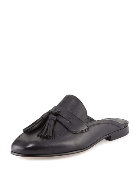 Sam Edelman Paris Leather Tassel Mule, Black Neiman Marcus Shoe Sale